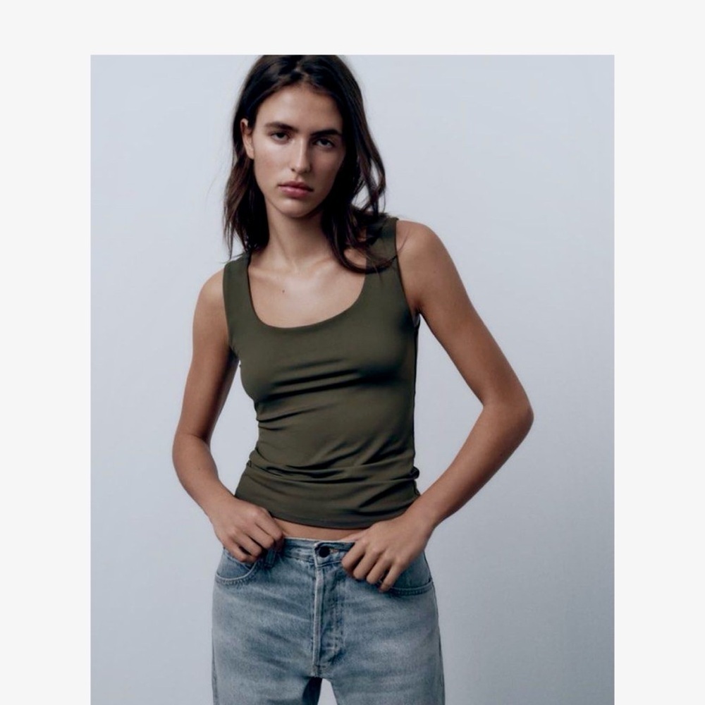 Zara Green Polyamide Top NWT